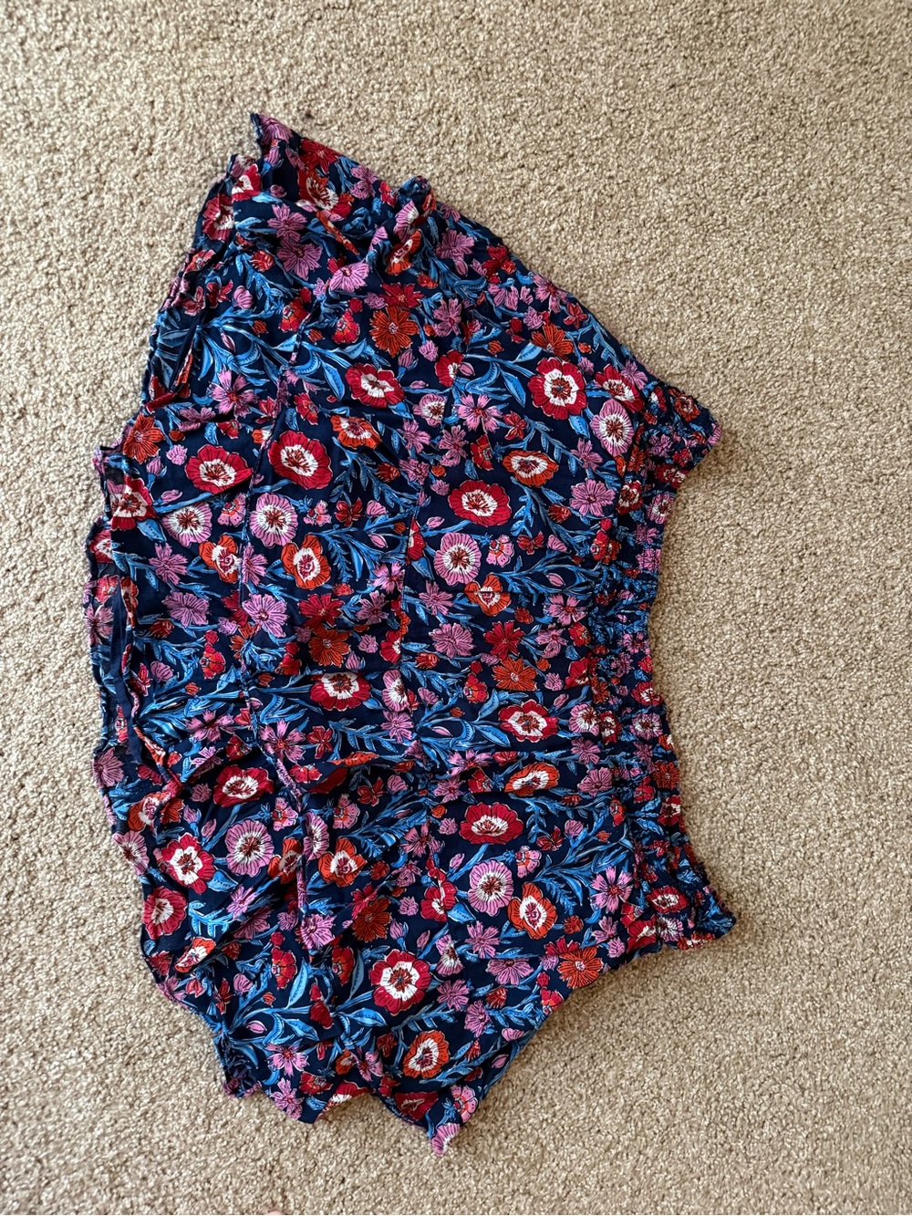 Vineyard Vines Navy Floral Skirt with Pink & Red Blooms
